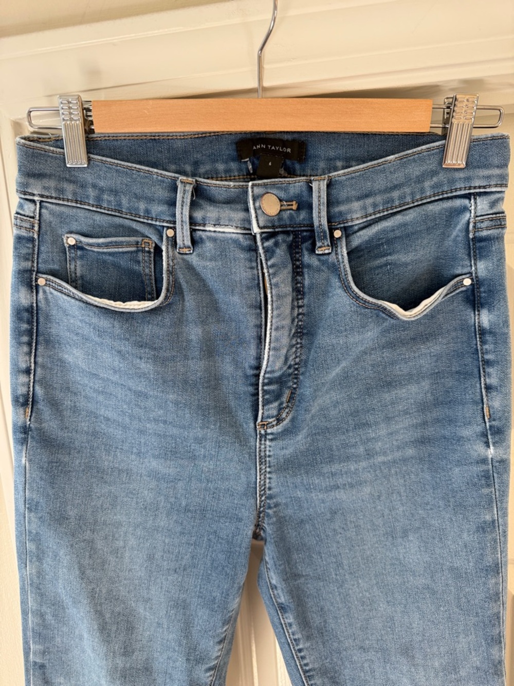 Ann Taylor High Rise Light Wash Skinny Jeans